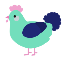 A mint and navy chicken