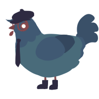 A sapphire and ultramarine chicken with a head pattern