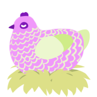 A lavender and apple chicken with a lace pattern