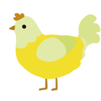 A yellow and lemon chicken with a head pattern