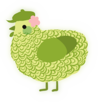 A lemon and chartreuse chicken with a double-lace pattern