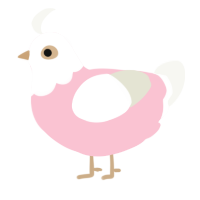 A rose and white chicken with a head pattern