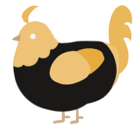 A sable and honey chicken with a head pattern