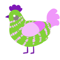 A grass and lavender chicken with a bar pattern