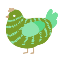 A chartreuse and spring chicken with a bar pattern