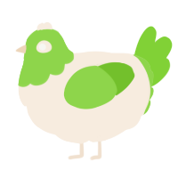 A cream and grass chicken with a head pattern