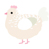 A cream and white chicken with a half-lace pattern