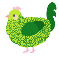 A lime and leaf chicken with a double-lace pattern
