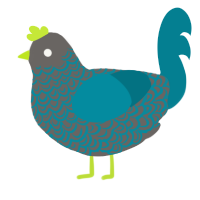 wet concrete, a grey and sea chicken with a double-lace pattern