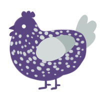 A overcast and silver chicken with a speckle pattern