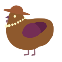 A russet and violet chicken