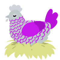 A silver and amethyst chicken with a lace pattern