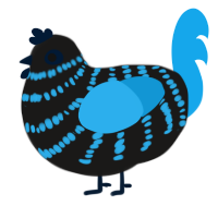 A sable and sky chicken with a bar pattern