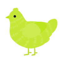 A lime chicken with a bar pattern