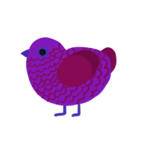 Berry Blast, a violet and fuchsia chicken with a head pattern