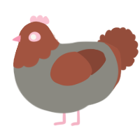 A ash and russet chicken with a head pattern