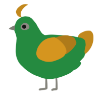 A viridian and ochre chicken