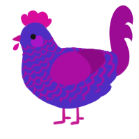 A indigo and plum chicken with a lace pattern