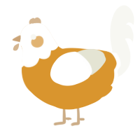 A orange and white chicken with a head pattern