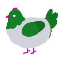 A mist and leaf chicken with a head pattern