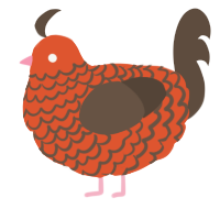 A vermilion and bark chicken with a lace pattern