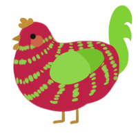 A crimson and grass chicken with a bar pattern