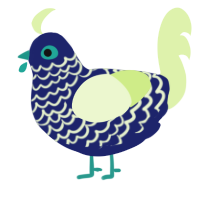 A navy and apple chicken with a lace pattern