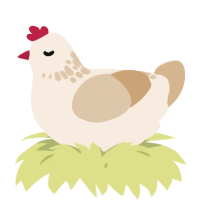 A cream and beige chicken with a neck-speckle pattern