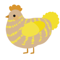 A beige and yellow chicken with a bar pattern