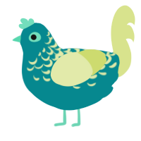 A teal and lemon chicken with a half-lace pattern