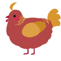 A red and orange chicken with a neck-band pattern