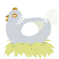 A mist and white chicken with a neck-band pattern