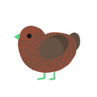 Pou, a russet and bark chicken with a head pattern