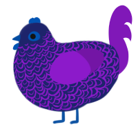 A navy and violet chicken with a double-lace pattern