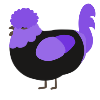 A sable and blurple chicken with a head pattern