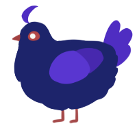A navy and indigo chicken