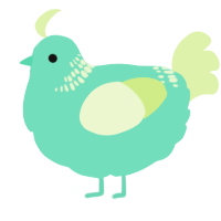 A mint and apple chicken with a neck-band pattern