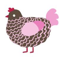 A bark and pink chicken with a lace pattern