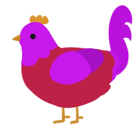 A crimson and amethyst chicken with a head pattern