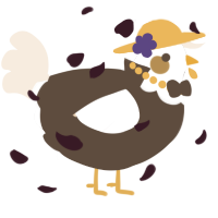A bark and cream chicken with a head pattern