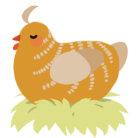 A orange and beige chicken with a half-bar pattern
