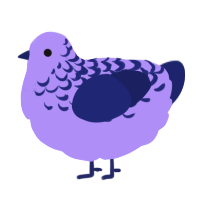 A lilac and navy chicken with a half-lace pattern