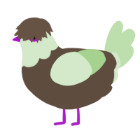 A bark and gluppy chicken with a head pattern