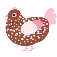 A russet and rose chicken with a speckle pattern