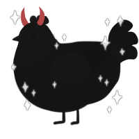 A black chicken with a head pattern