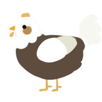 A bark and white chicken with a head pattern