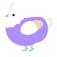 A lilac and cream chicken with a head pattern