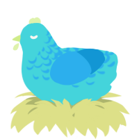 A aqua and sky chicken with a half-lace pattern