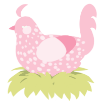 A rose chicken with a speckle pattern