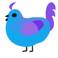 A sky and blurple chicken with a half-lace pattern